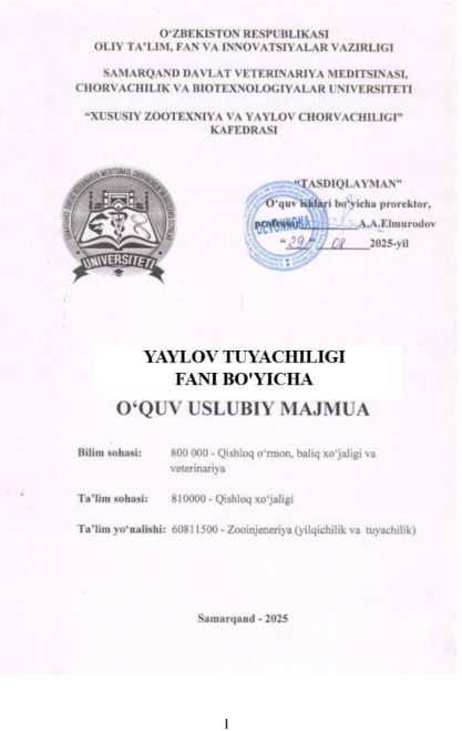 YILQICHILIK VA TUYACHILIK