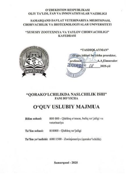 QORAKO‘LCHILIKDA NASLCHILIK ISHI