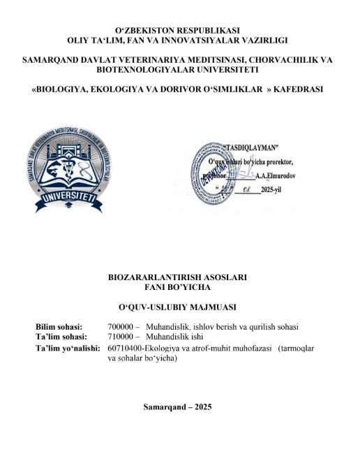 BIOZARARLANTIRISH ASOSLARI
