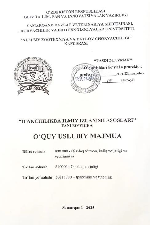 IPAKCHILIKDA ILMIY IZLANISH ASOSLARI