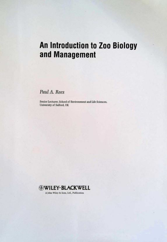 An Introduction to Zoo Biology and Management