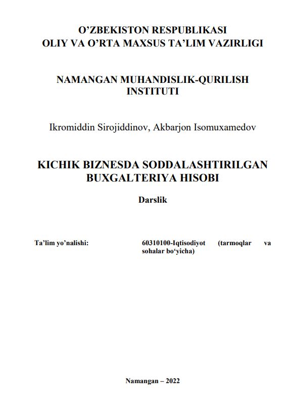 Kichik biznesda soddalashtirilgan buxgalteriya hisobi