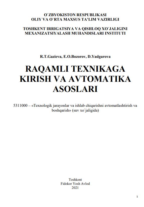 RAQAMLI TEXNIKAGA KIRISH VA AVTOMATIKA ASOSLARI