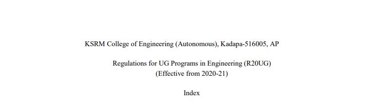 Regulations for UG Programs in Engineering (R20UG)