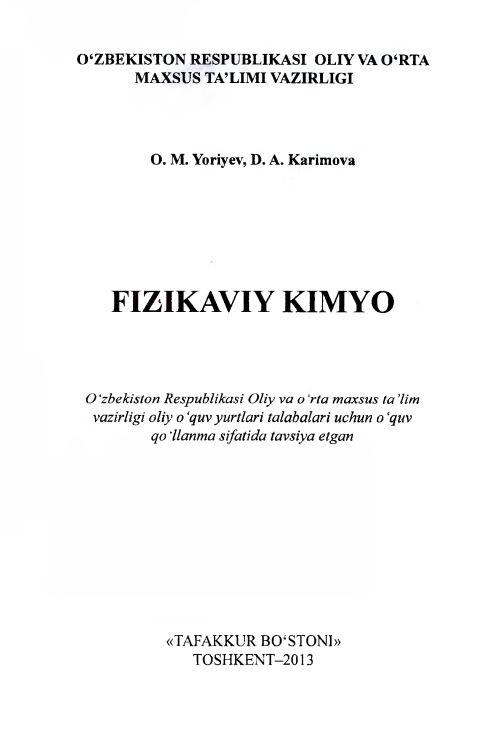 FIZIKAVIY KIMYO