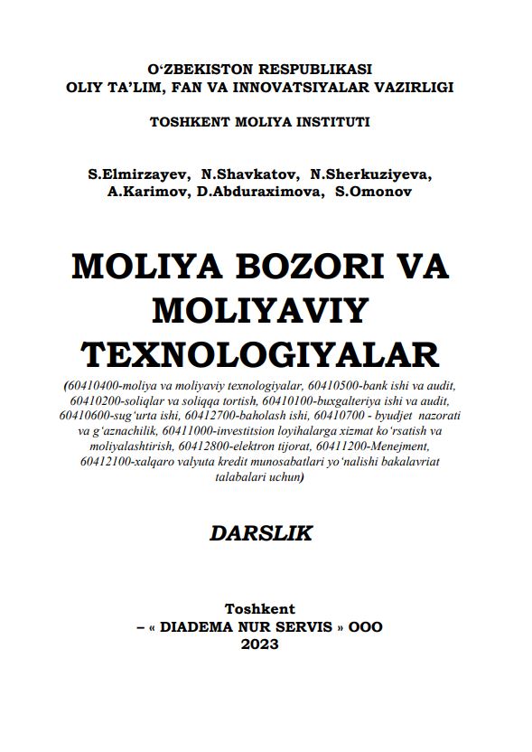 MOLIYA BOZORI VA MOLIYAVIY TEXNOLOGIYALAR