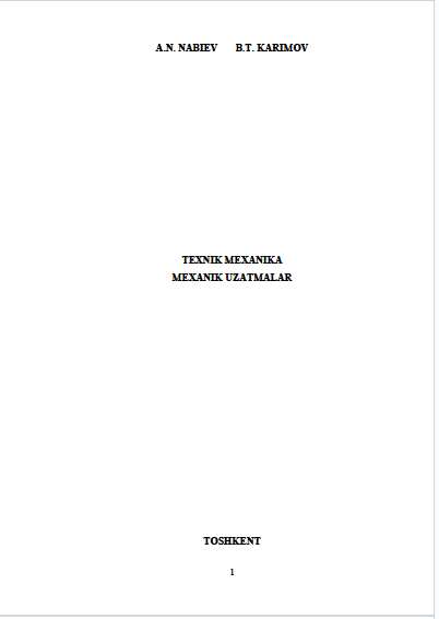 TEXNIK MEXANIKA MEXANIK UZATMALAR