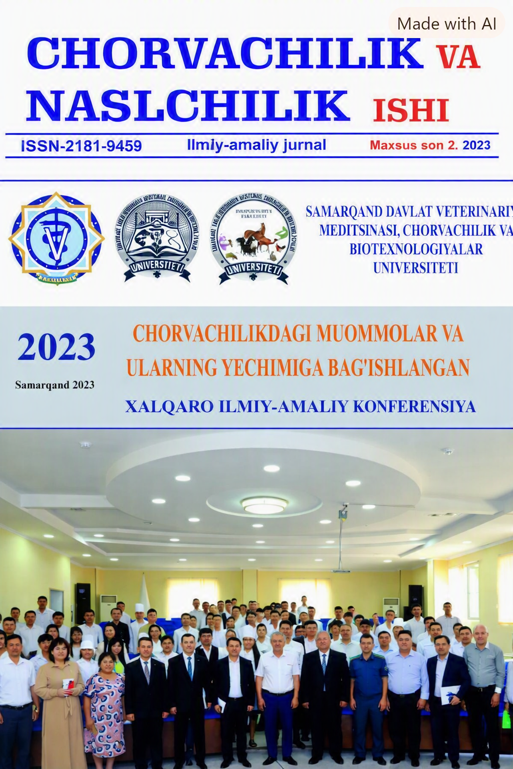 Chorvachilik va naslchilik ishi ilmiy-amaliy, ilmiy-ommabop, ijtimoiy-iqtisodiy nashr/ maxsus son №2 2023