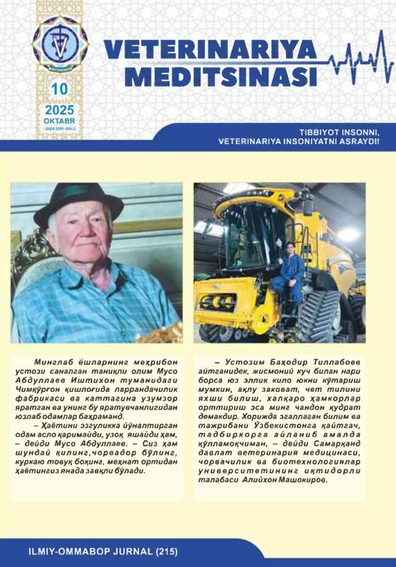 VETERINARIYA MEDITSINASI Oylik ilmiy-ommabop nashr №10. 2025
