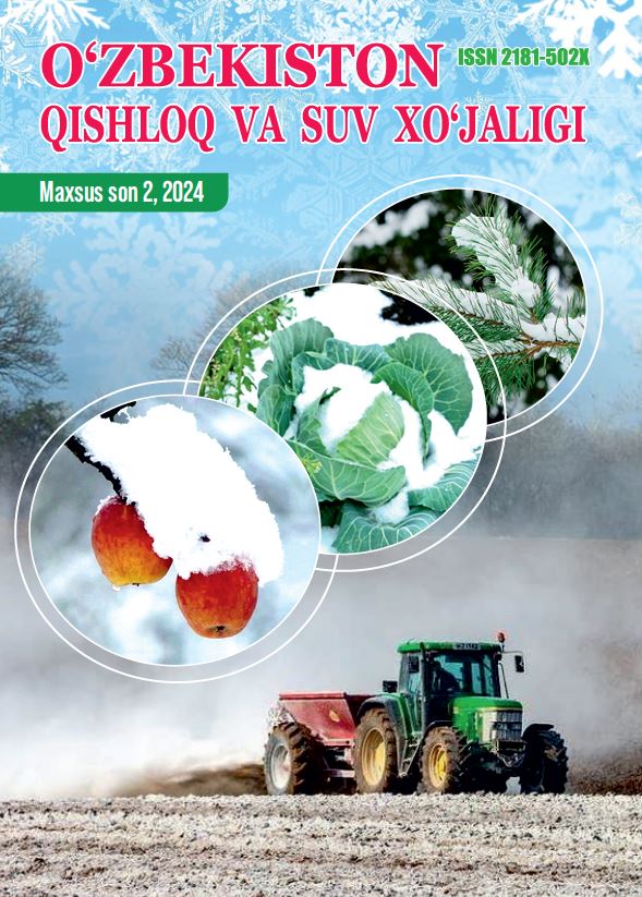 O‘ZBEKISTON QISHLOQ VA SUV XO'JALIGI №-2, 2024 Agrar-iqtisodiy, ilmiy-ommabop jurnal