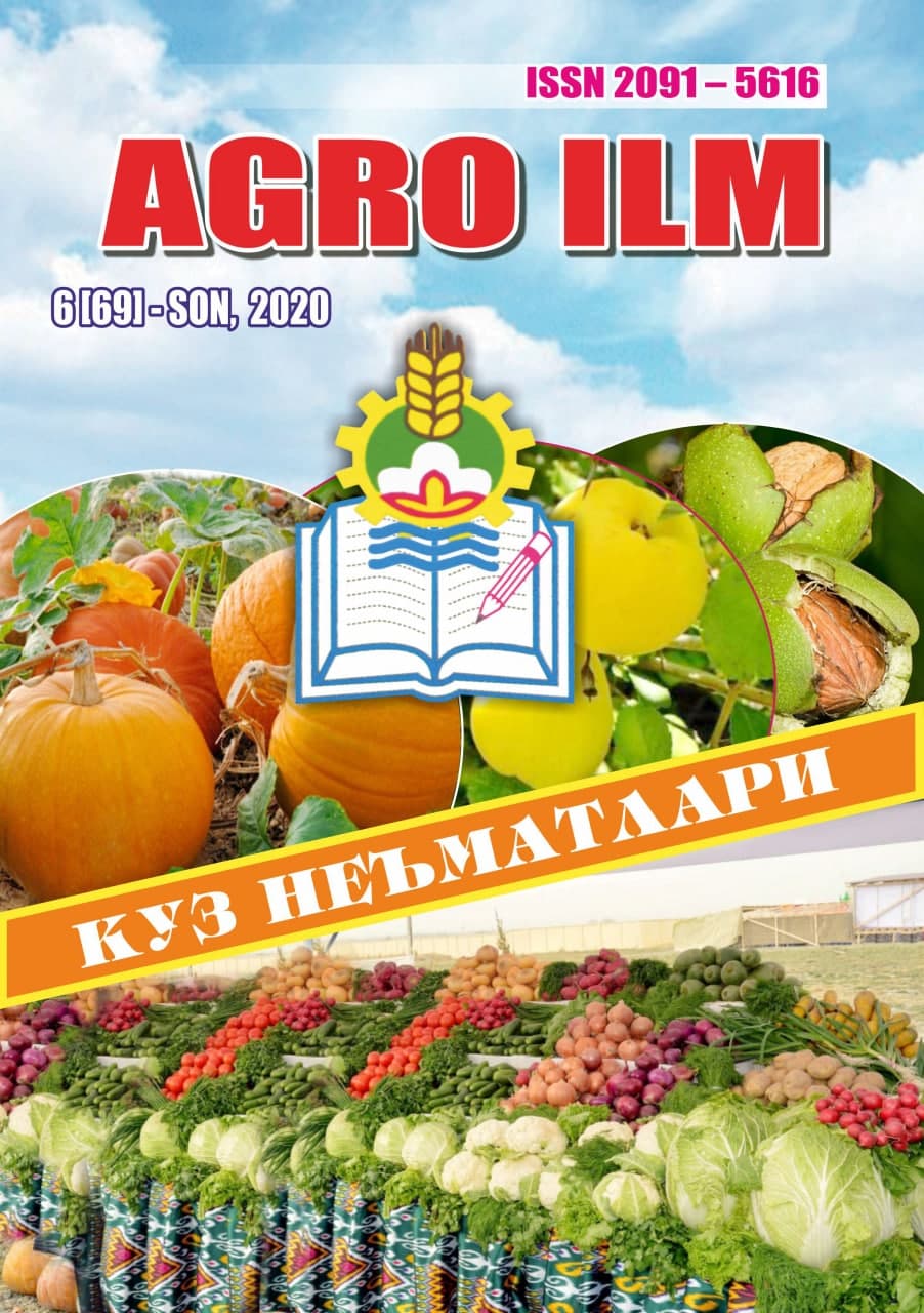 AGRO ILM №6 2020: Agrar-iqtisodiy, Ilmiy-amaliy jurnal