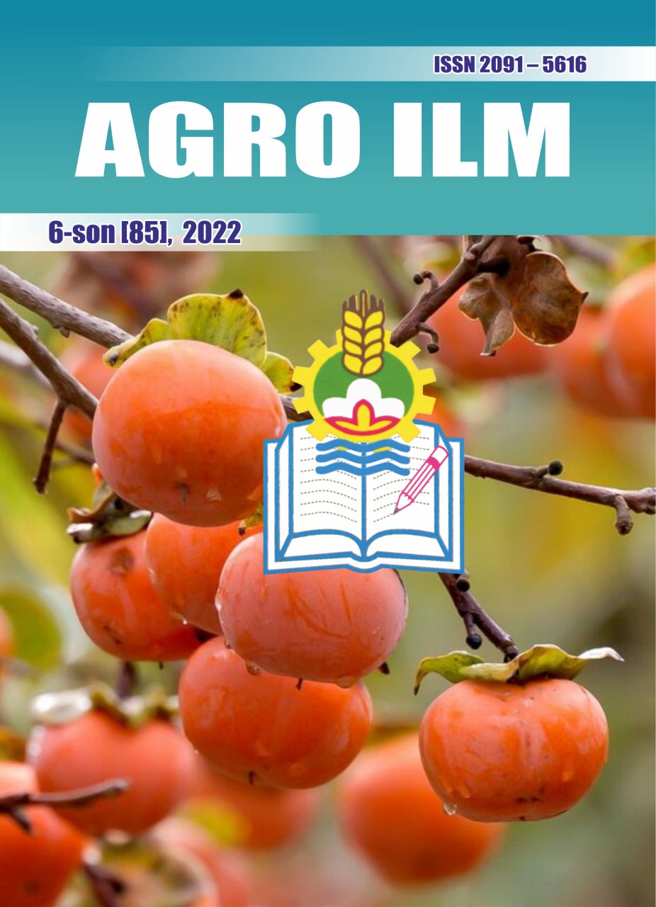 AGRO ILM №-6 2022: Agrar-iqtisodiy, Ilmiy-amaliy jurnal