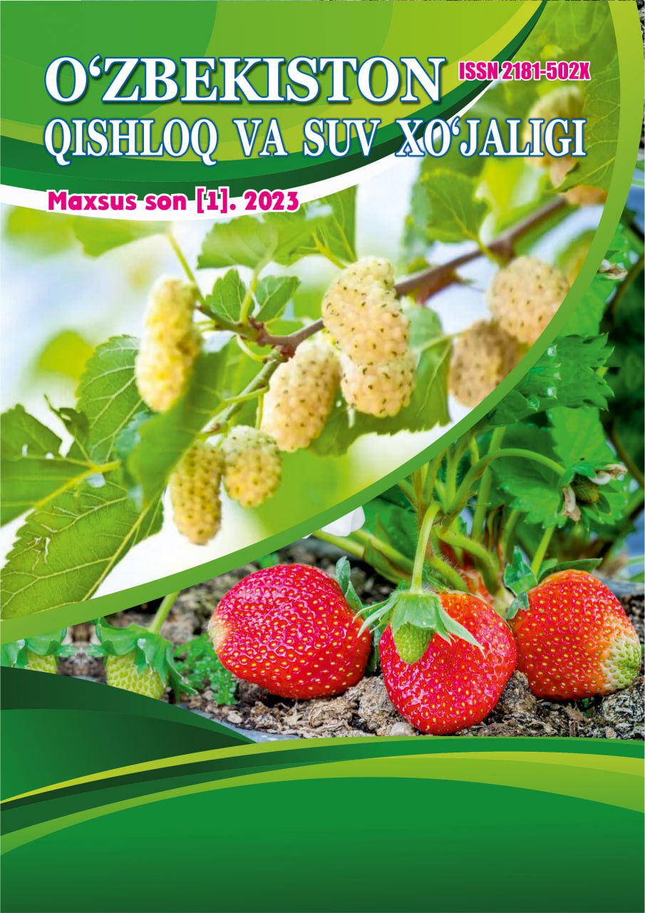 O‘ZBEKISTON QISHLOQ VA SUV XO'JALIGI Maxsus son №-1, 2023 Agrar-iqtisodiy, ilmiy-ommabop jurnal
