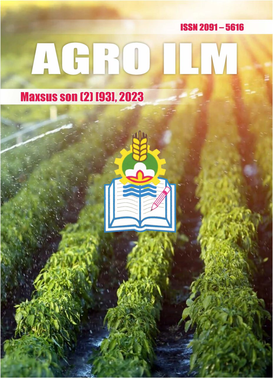 AGRO ILM №-Maxsus son (2) 2023: Agrar-iqtisodiy, Ilmiy-amaliy jurnal