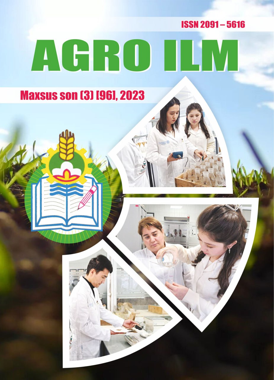 AGRO ILM №-Maxsus son (3) 2023: Agrar-iqtisodiy, Ilmiy-amaliy jurnal