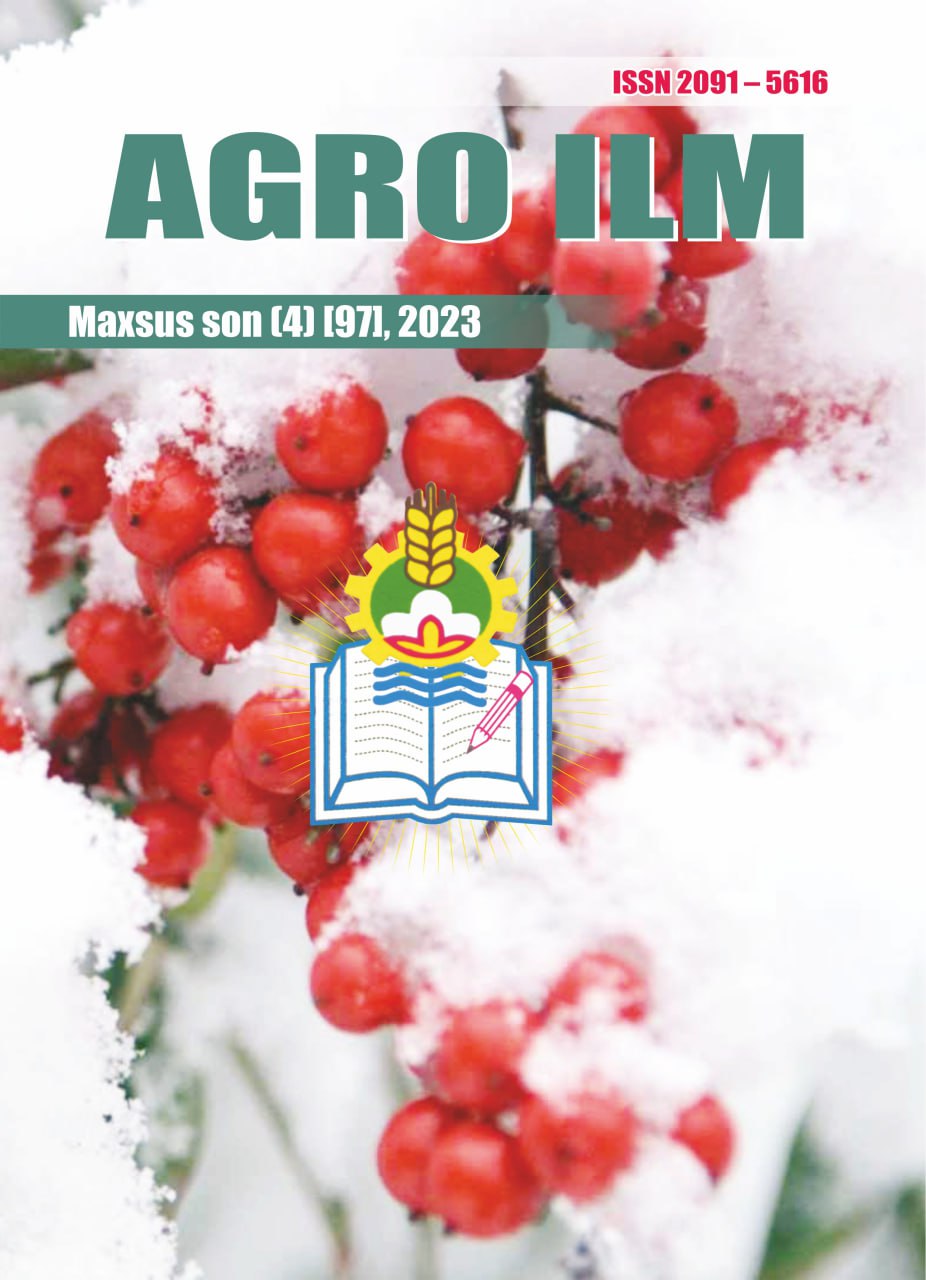 AGRO ILM №-Maxsus son (4) 2023: Agrar-iqtisodiy, Ilmiy-amaliy jurnal