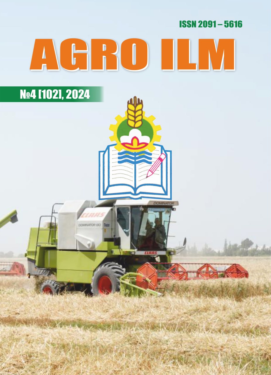 AGRO ILM №-4 2024: Agrar-iqtisodiy, Ilmiy-amaliy jurnal