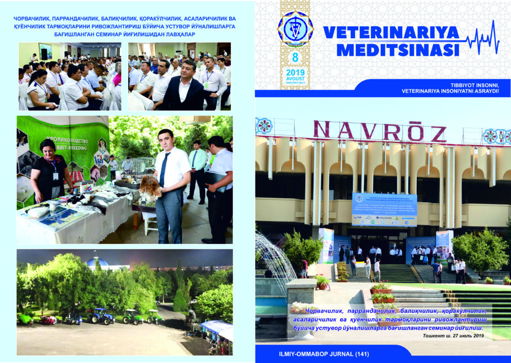 VETERINARIYA MEDITSINASI Oylik ilmiy-ommabop nashr №8. 2019