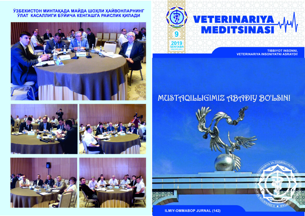 VETERINARIYA MEDITSINASI Oylik ilmiy-ommabop nashr №9. 2019