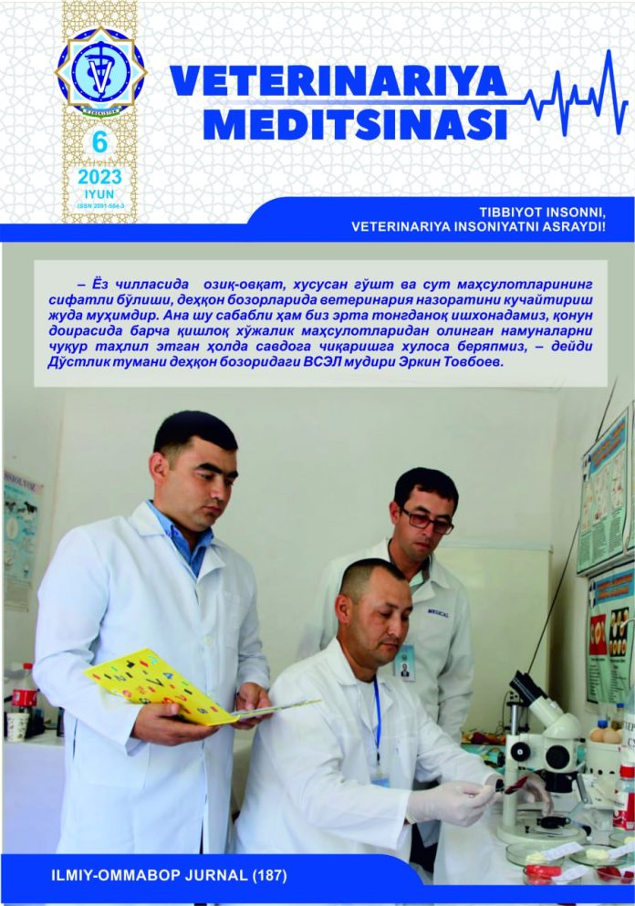 VETERINARIYA MEDITSINASI Oylik ilmiy-ommabop nashr №6. 2023