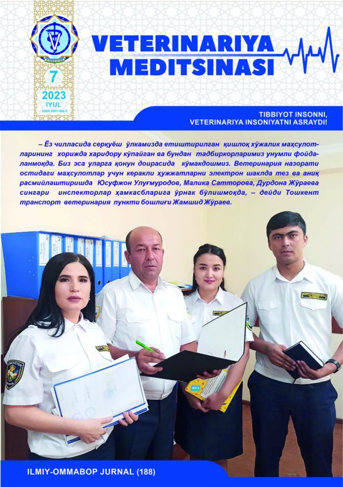 VETERINARIYA MEDITSINASI Oylik ilmiy-ommabop nashr №7. 2023