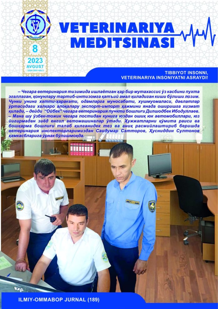 VETERINARIYA MEDITSINASI Oylik ilmiy-ommabop nashr №8. 2023