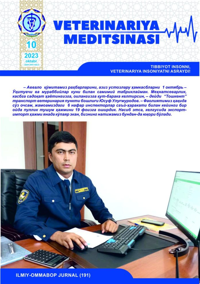 VETERINARIYA MEDITSINASI Oylik ilmiy-ommabop nashr №10. 2023