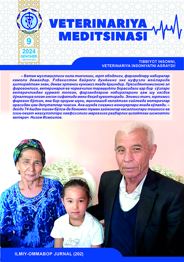 VETERINARIYA MEDITSINASI Oylik ilmiy-ommabop nashr №9. 2024
