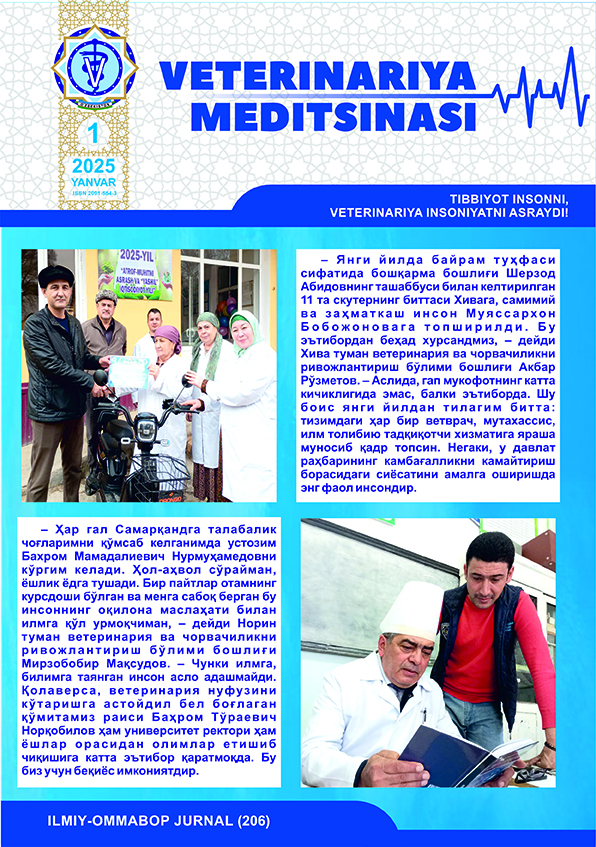 VETERINARIYA MEDITSINASI Oylik ilmiy-ommabop nashr №1. 2025