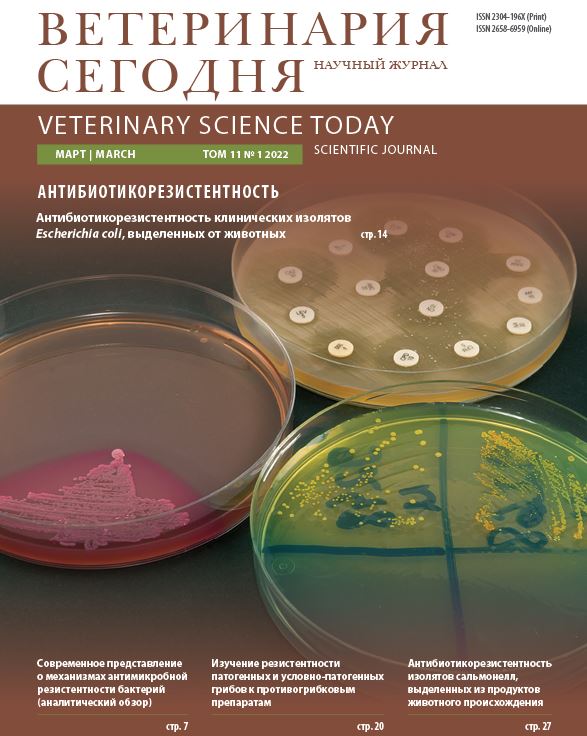Ветеринария сегодня №1 2022 научный журнал