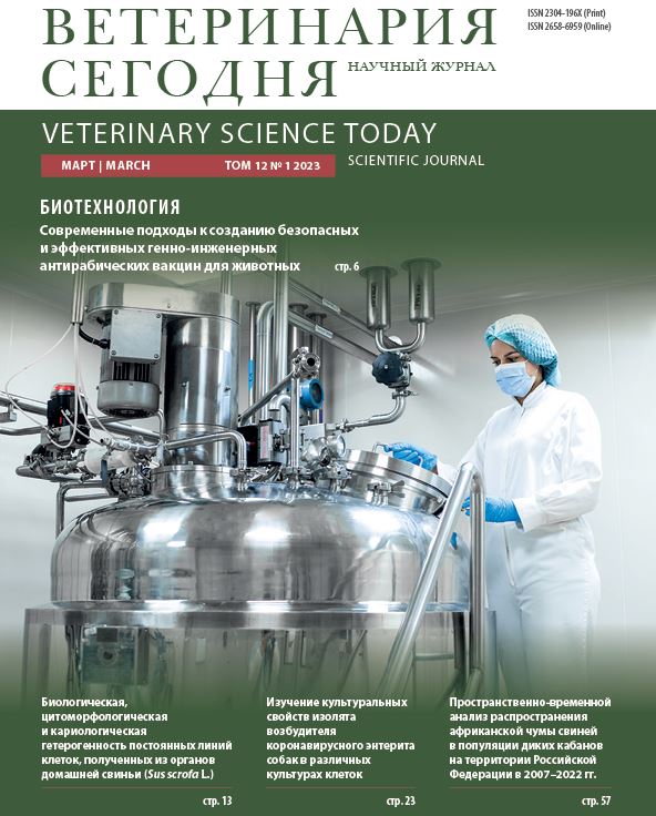 Ветеринария сегодня №1 2023 научный журнал