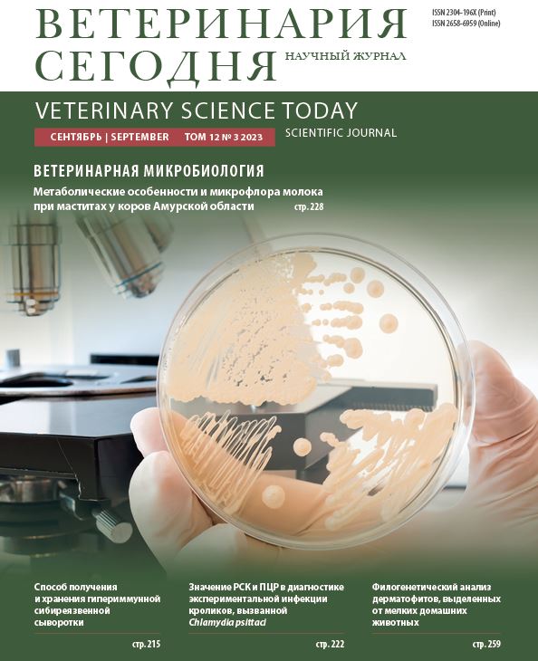 Ветеринария сегодня №3 2023 научный журнал
