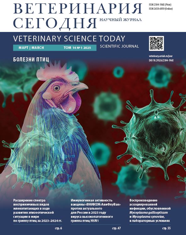 Ветеринария сегодня №1 2025 научный журнал