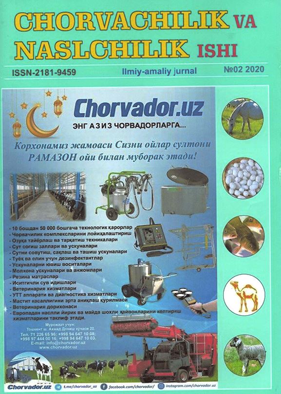 Chorvachilik va naslchilik ishi Ilmiy-amaliy, ilmiy-ommabop, ijtimoiy-iqtisodiy nashr №02 2020