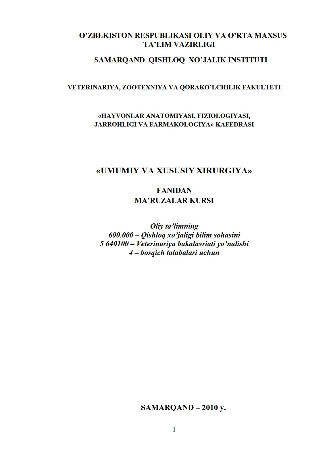 Umumiy va xususiy xirurgiya