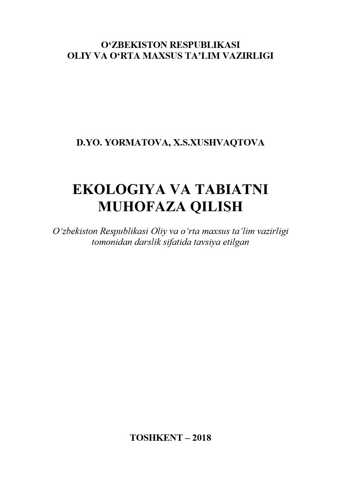 Ekologiya va tabiatni muhofaza qilish