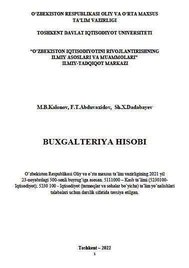Buxgalteriya hisobi.-2022.М.B.Kalonov