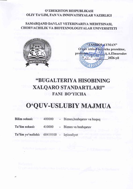 2026/27-“Bugalteriya hisobining xalqaro standartlari” fani OʻUM 3-kurs_iqtisodiyot
