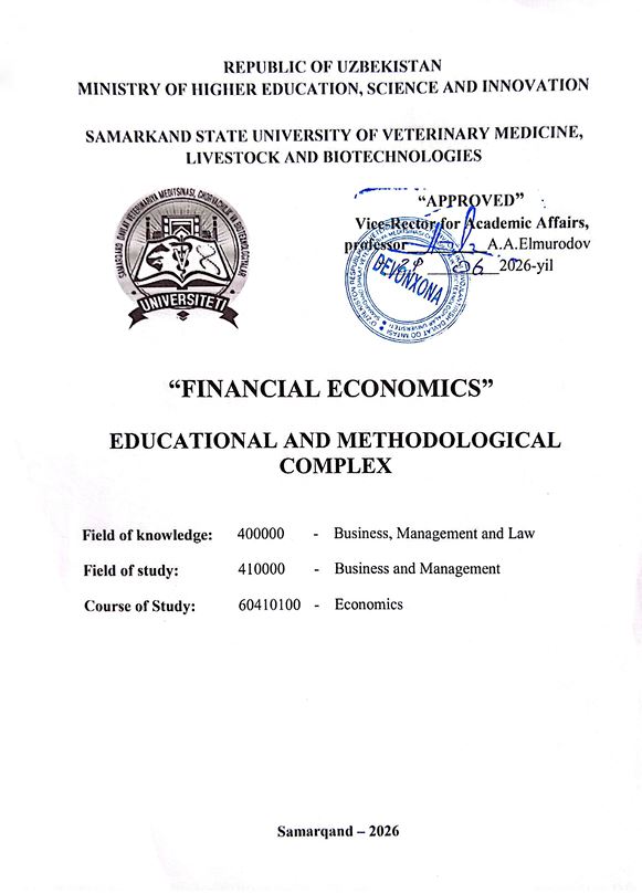 2026/27-“Financial economics” subject OʻUM 3-course_economics