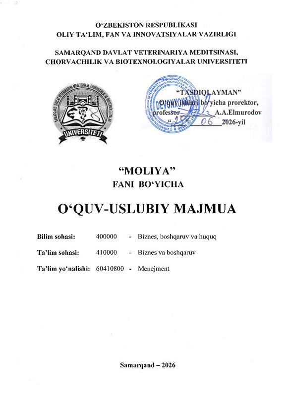 2026/27-“Moliya” fani OʻUM 3-kurs_menejment