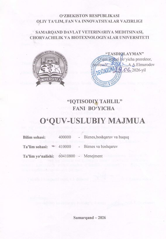 2026/27-“Iqtisodiy tahlil” fani OʻUM 3-kurs_menjment