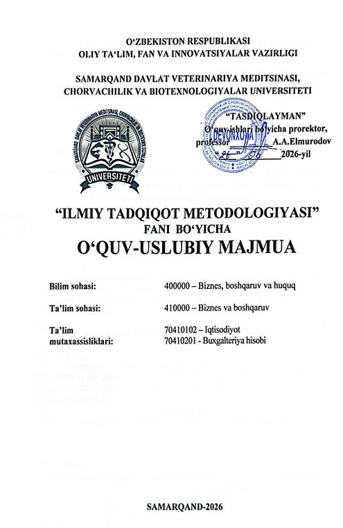 2026/27 “Ilmiy tadqiqot metodologiyasi” fani bo‘yicha O‘UM_buxgalteriya hisobi